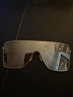 Oversized Shield Sunglasses in Smoky Silver Mirror